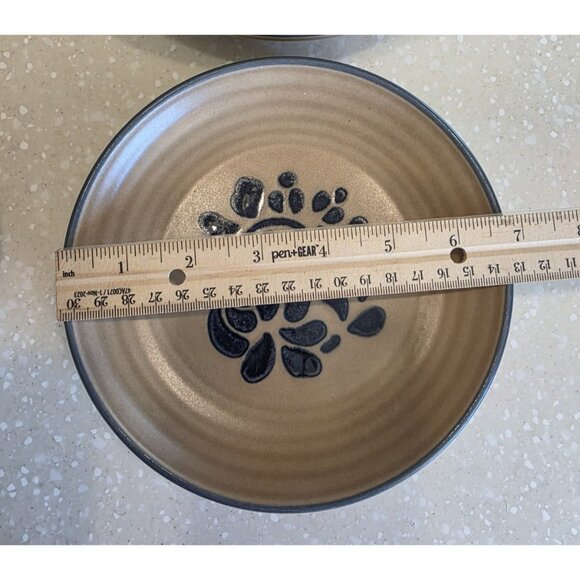 Pfaltzgraff Folk Art Stoneware 4 Salad/Dessert/Bread Plates 7” Tan Blue Vintage - Picture 5 of 8